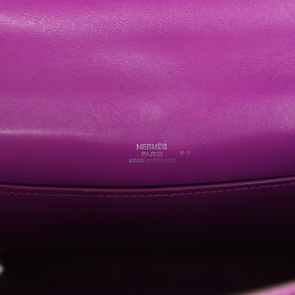 Pre-owned Hermes Kelly Pochette Violet Shiny Niloticus Crocodile Palladium Hardware - Image 7