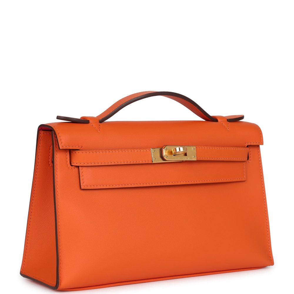 Hermes Special Order (HSS) Kelly Pochette Orange Verso Swift Gold Hardware - Image 2