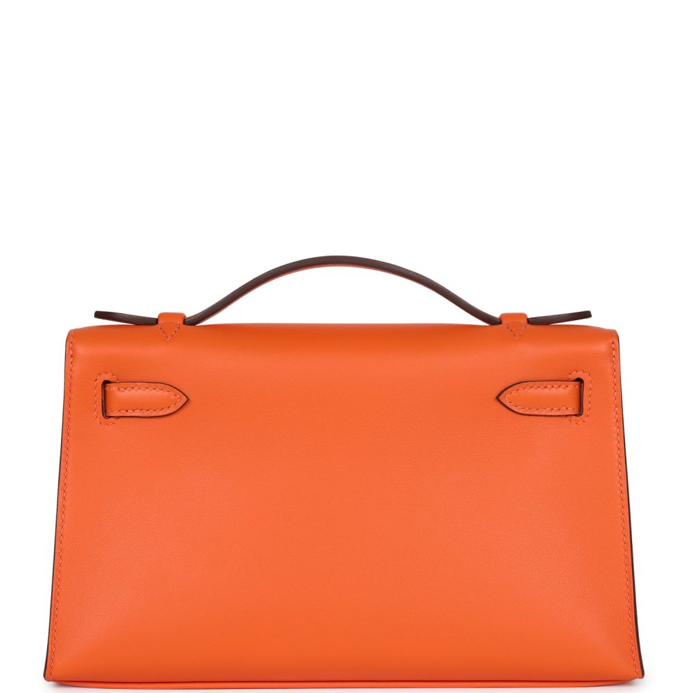 Hermes Special Order (HSS) Kelly Pochette Orange Verso Swift Gold Hardware - Image 4