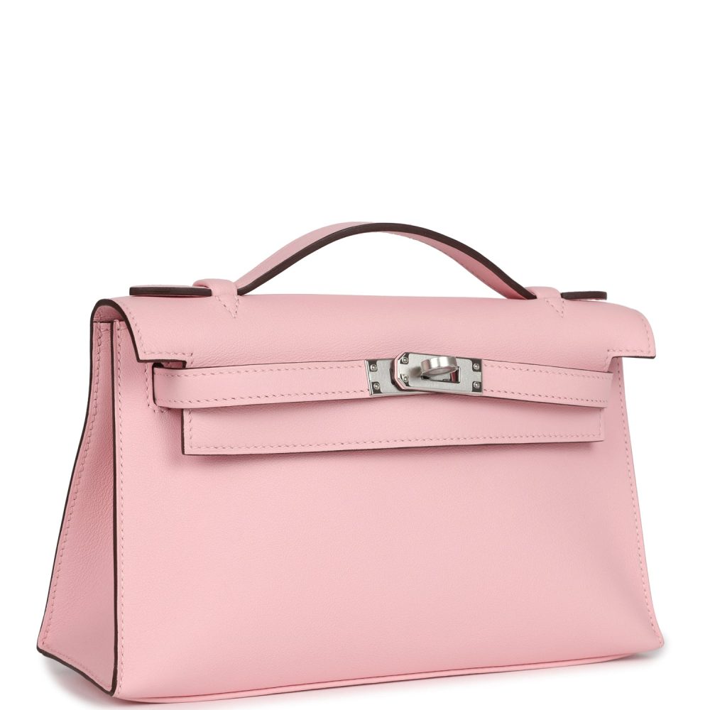 Hermes Kelly Pochette Rose Sakura Swift Palladium Hardware - Image 2