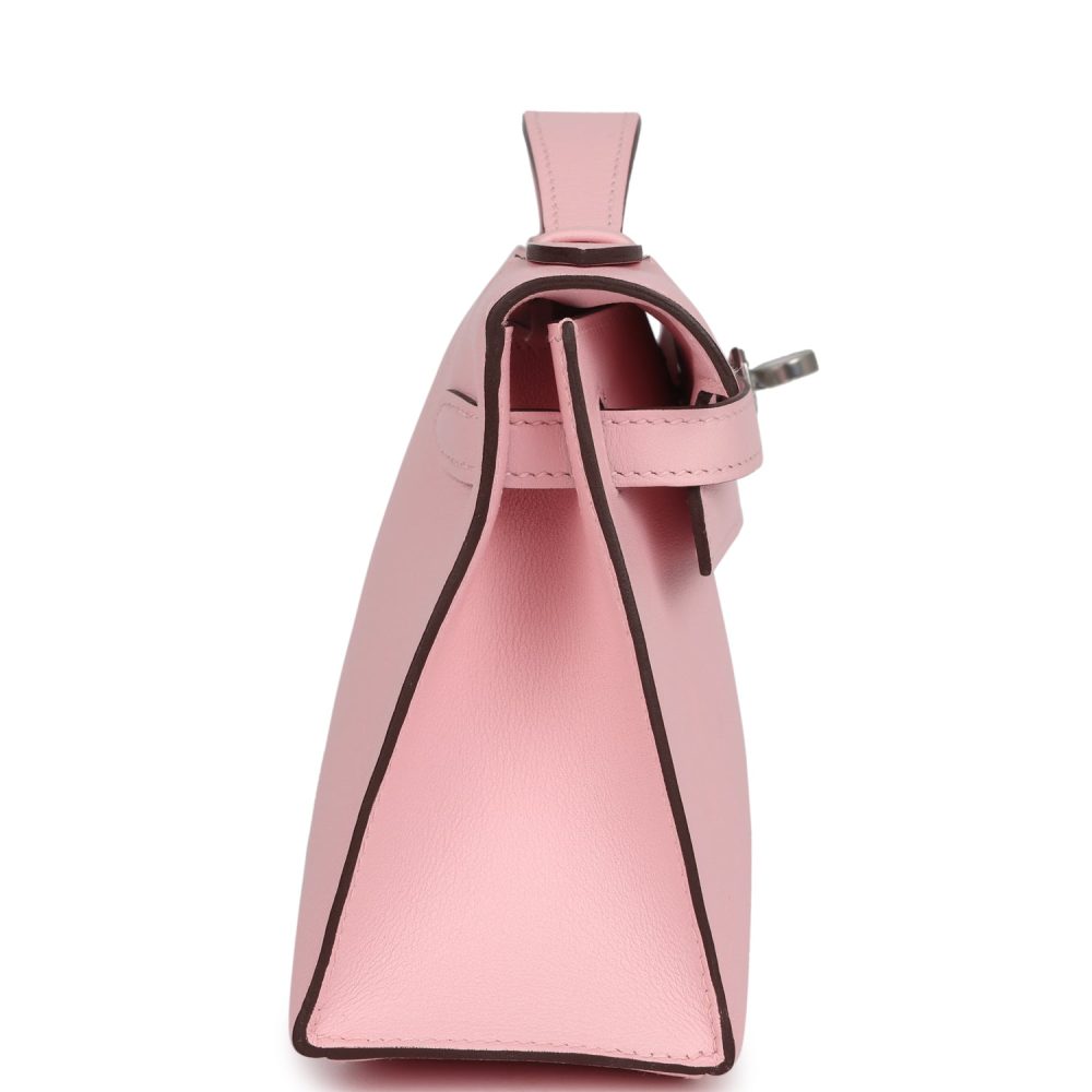 Hermes Kelly Pochette Rose Sakura Swift Palladium Hardware - Image 3
