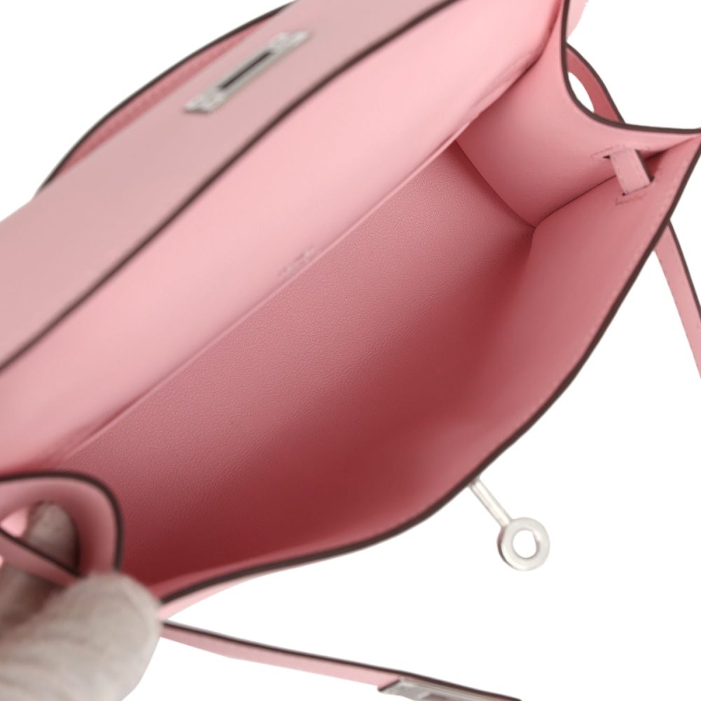 Hermes Kelly Pochette Rose Sakura Swift Palladium Hardware - Image 8