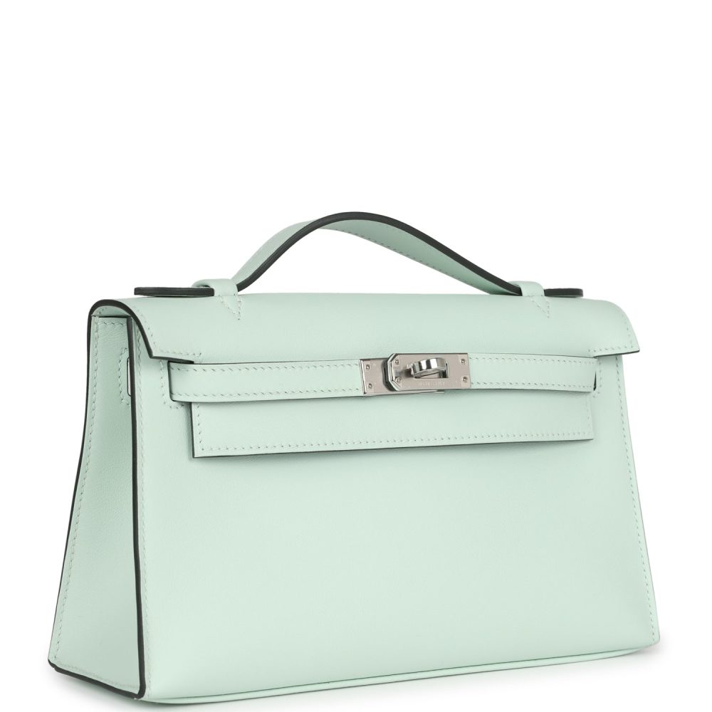 Hermes Kelly Pochette Vert Peppermint Swift Palladium Hardware - Image 2