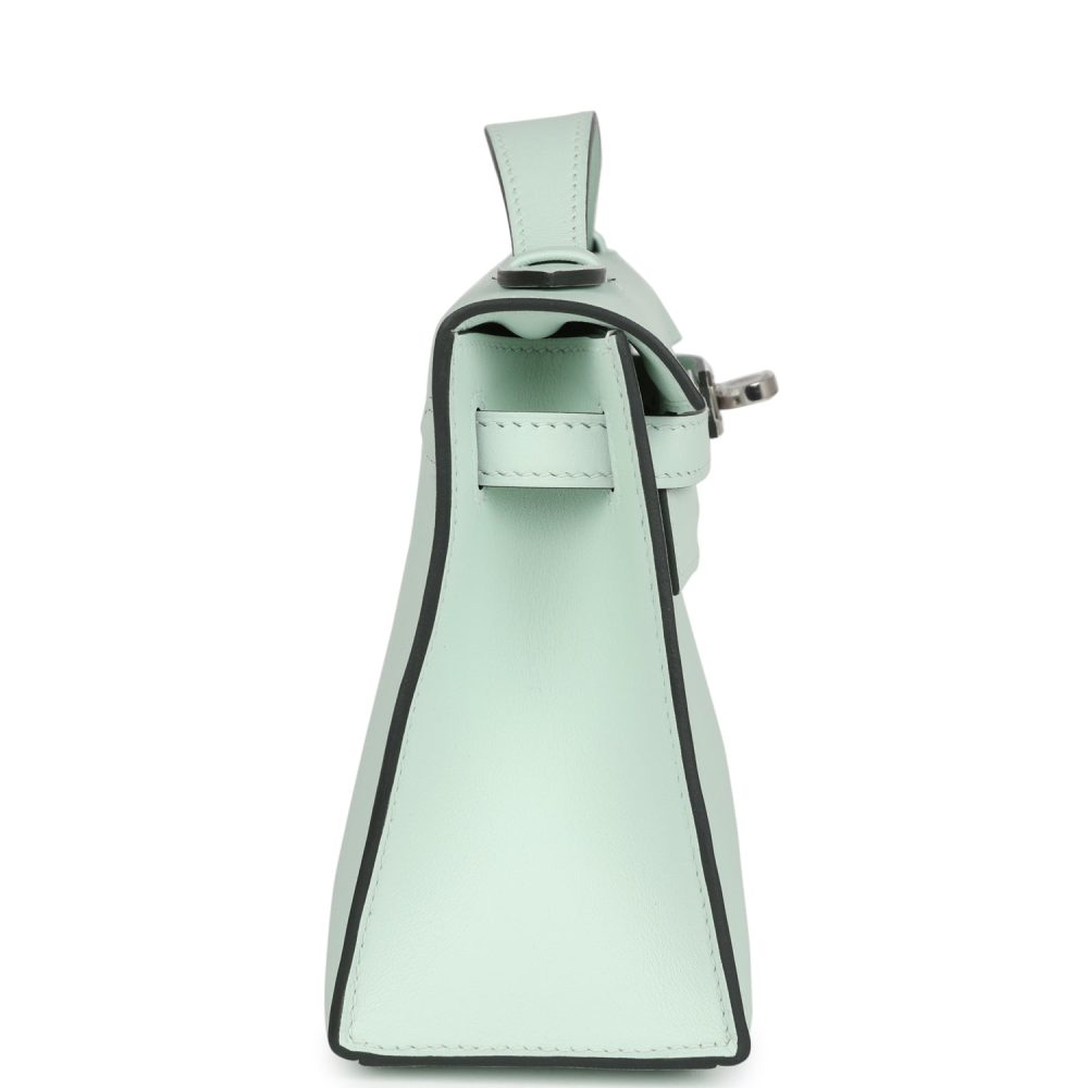 Hermes Kelly Pochette Vert Peppermint Swift Palladium Hardware - Image 3