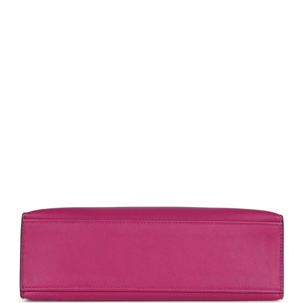 Pre-owned Hermes Kelly Pochette Rose Pourpre Swift Palladium Hardware - Image 6