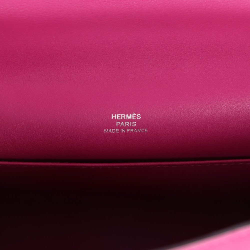 Pre-owned Hermes Kelly Pochette Rose Pourpre Swift Palladium Hardware - Image 7