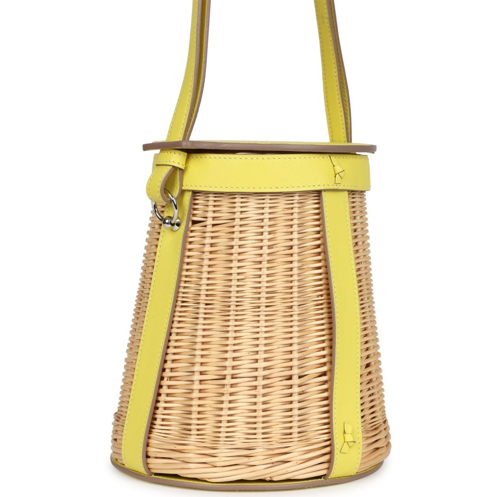Hermes Farming Picnic Bag Lime Swift and Naturel Osier Wicker Palladium Hardware - Image 2