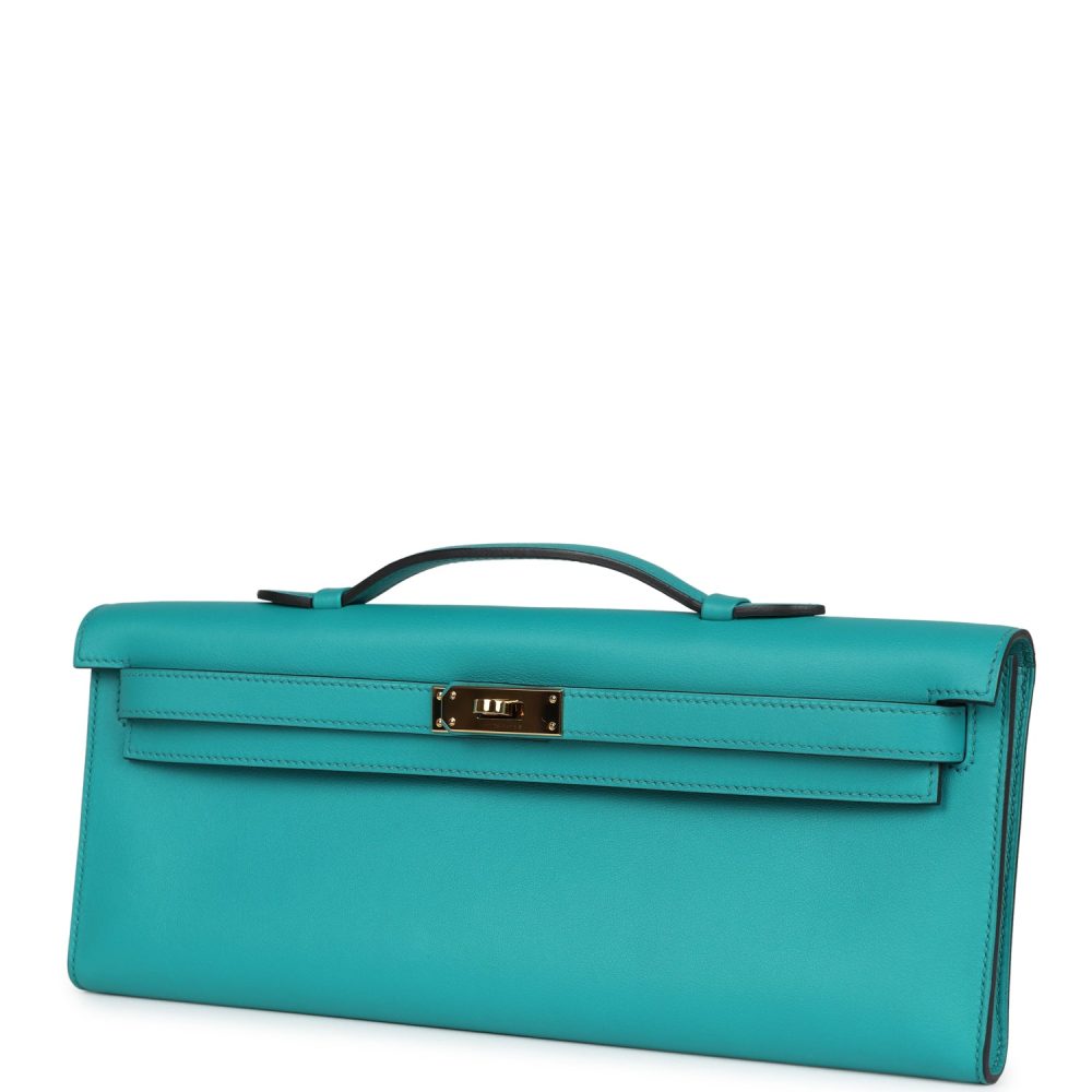 Pre-owned Hermes Kelly Cut Bleu Paon Swift Gold Hardware - Image 5