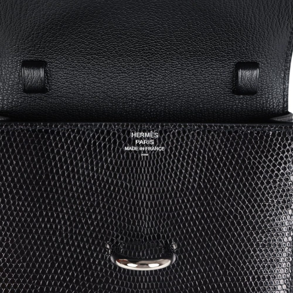 Hermes Chaine d' Ancre Wallet to Go Black Varanus Niloticus Lizard Palladium Hardware - Image 7