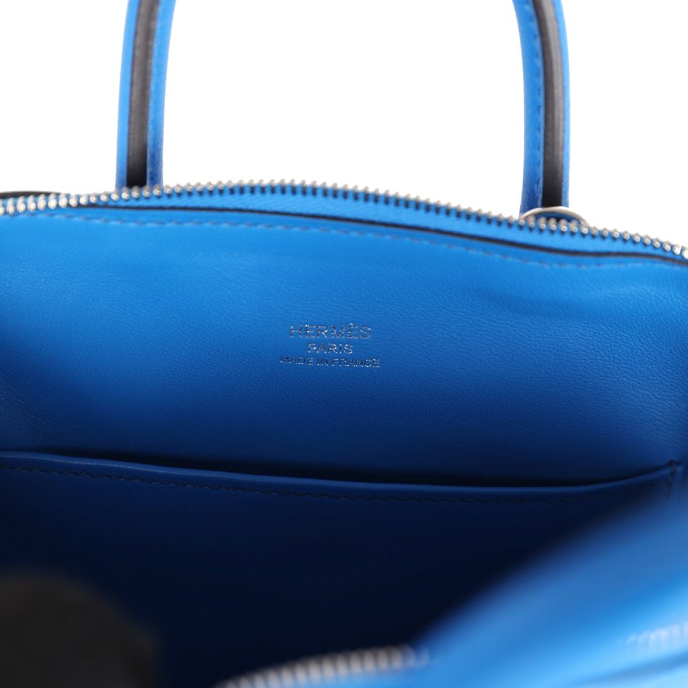 Hermes 1923 Bolide Mini Bleu France Evercolor Palladium Hardware - Image 8