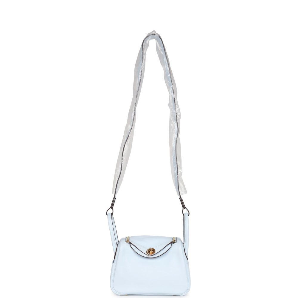 Hermes Mini Lindy Bleu Brume Swift Gold Hardware - Image 7