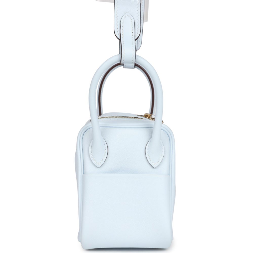Hermes Mini Lindy Bleu Brume Swift Gold Hardware - Image 3
