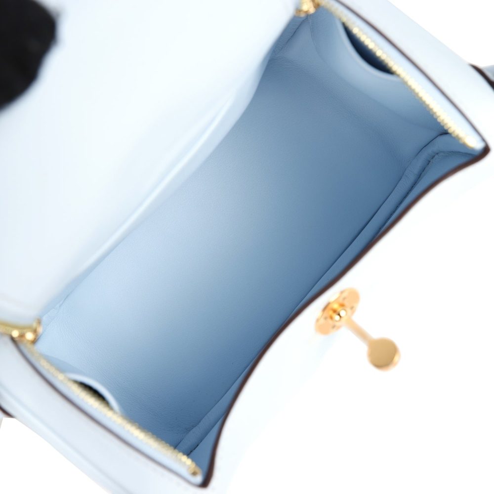 Hermes Mini Lindy Bleu Brume Swift Gold Hardware - Image 9