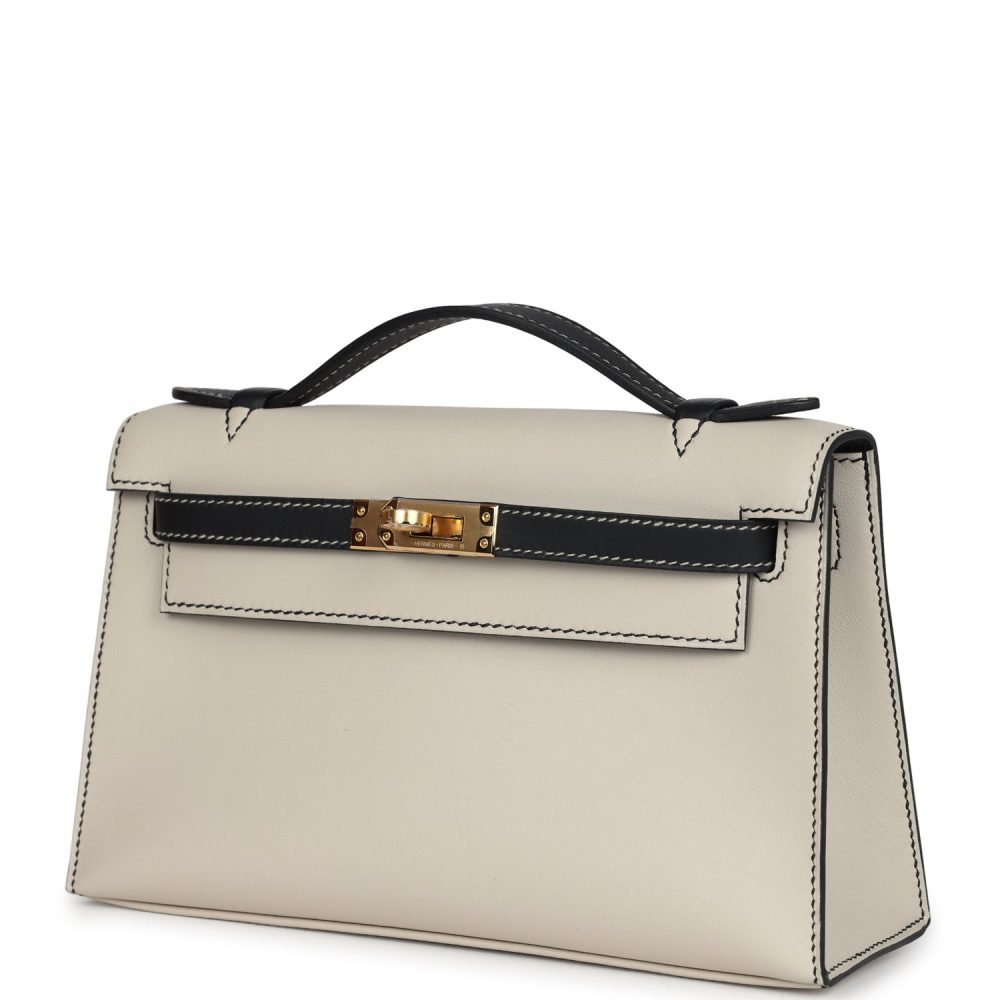 Hermes Special Order (HSS) Kelly Pochette Beton and Black Swift Gold Hardware - Image 5