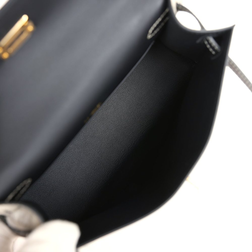 Hermes Special Order (HSS) Kelly Pochette Beton and Black Swift Gold Hardware - Image 8