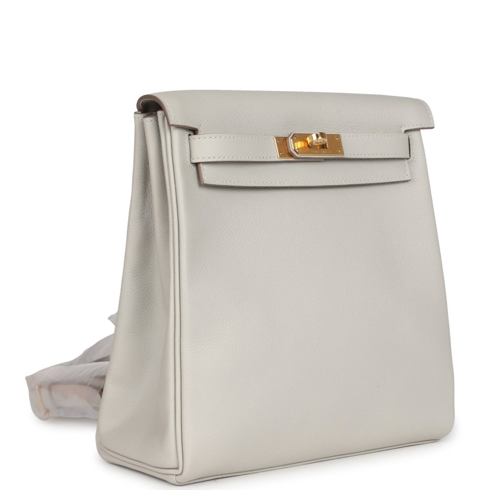 Hermes Kelly Ado II Backpack Gris Perle Evercolor Gold Hardware - Image 2