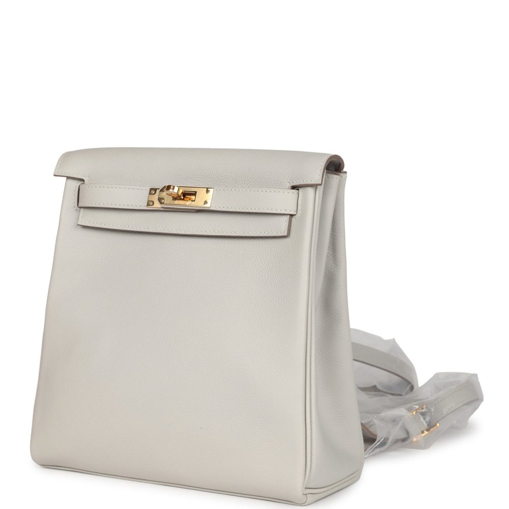 Hermes Kelly Ado II Backpack Gris Perle Evercolor Gold Hardware - Image 4