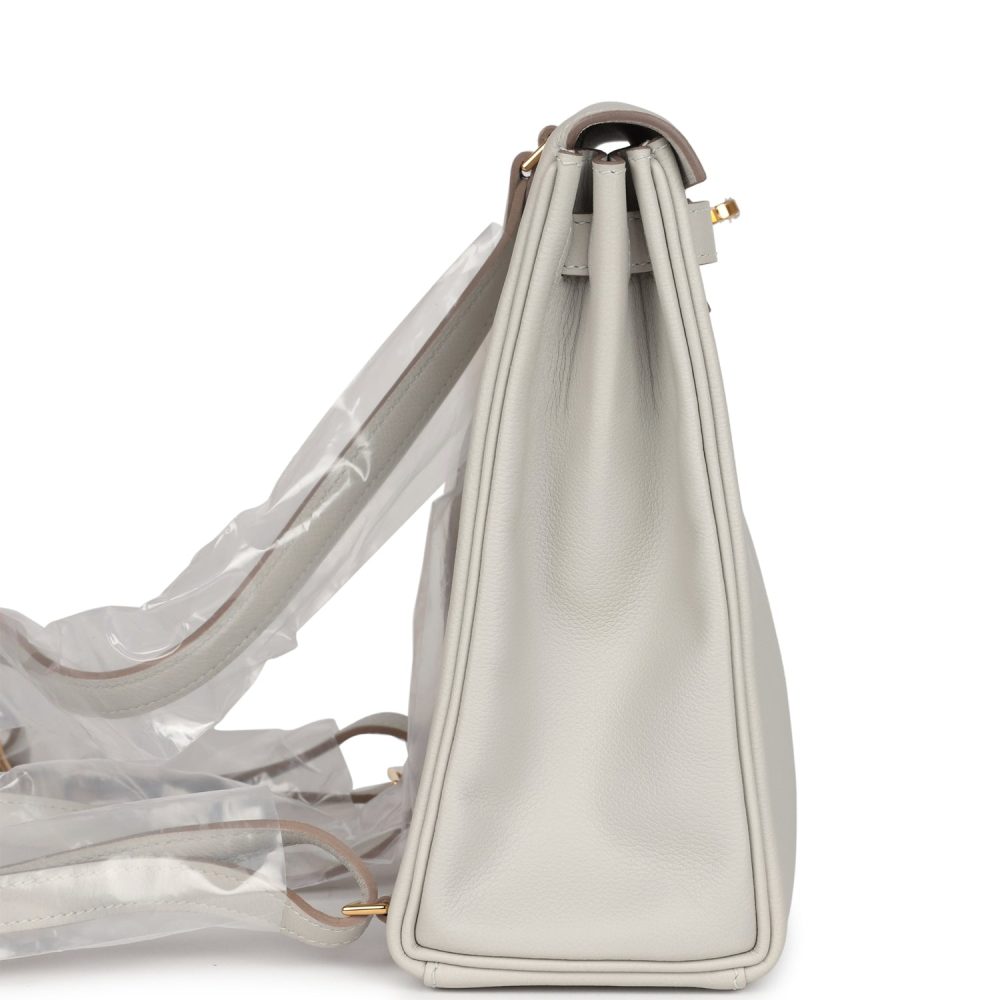Hermes Kelly Ado II Backpack Gris Perle Evercolor Gold Hardware - Image 3