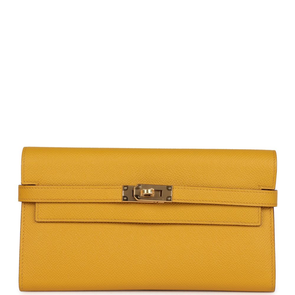 Hermes Kelly Long Wallet Jaune Ambre Epsom Gold Hardware