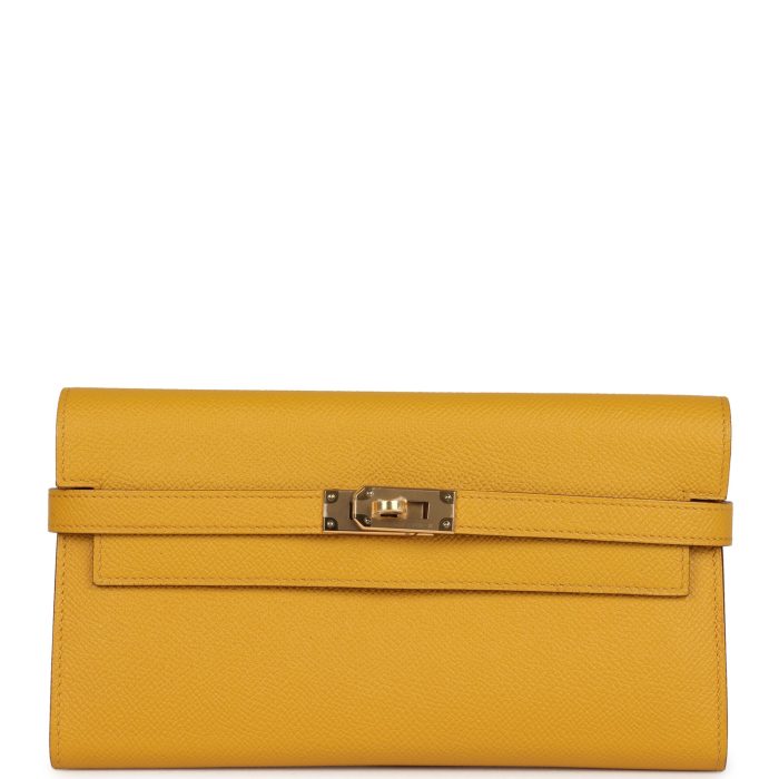 Hermes Kelly Long Wallet Jaune Ambre Epsom Gold Hardware