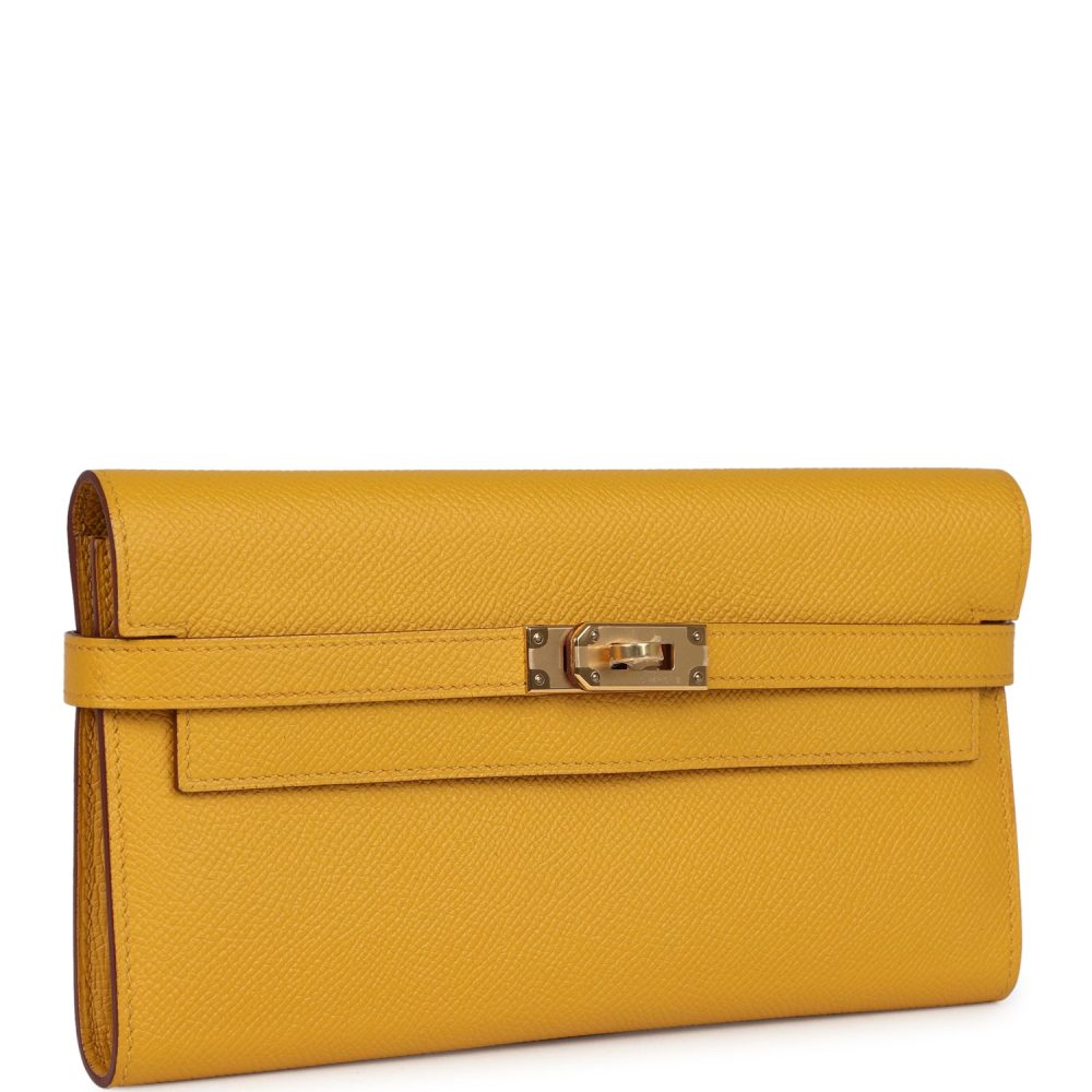 Hermes Kelly Long Wallet Jaune Ambre Epsom Gold Hardware - Image 2