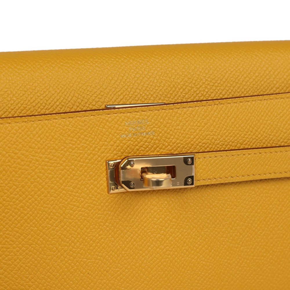 Hermes Kelly Long Wallet Jaune Ambre Epsom Gold Hardware - Image 7