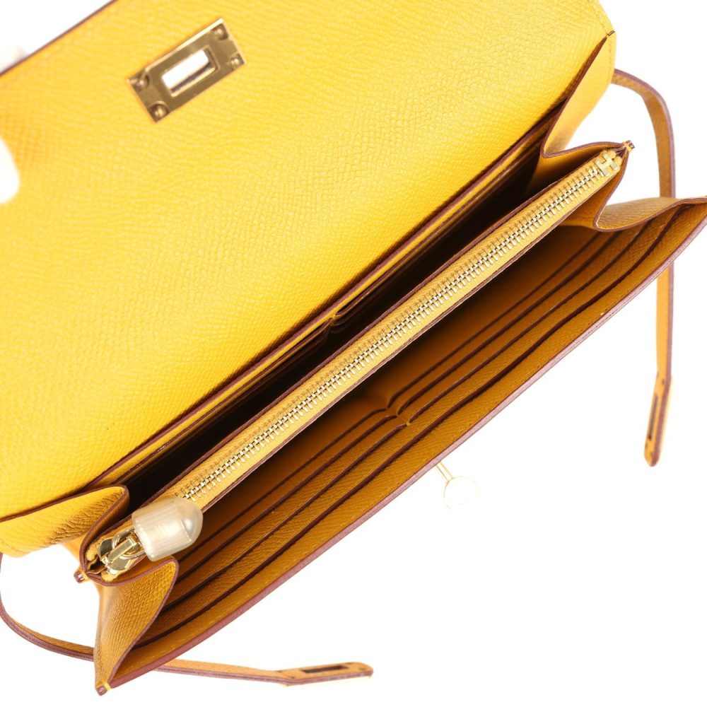 Hermes Kelly Long Wallet Jaune Ambre Epsom Gold Hardware - Image 8