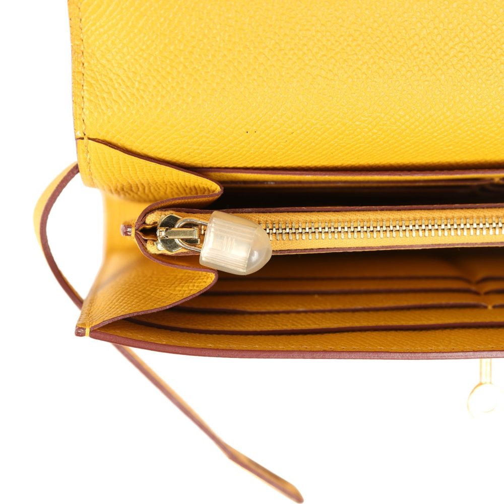 Hermes Kelly Long Wallet Jaune Ambre Epsom Gold Hardware - Image 9