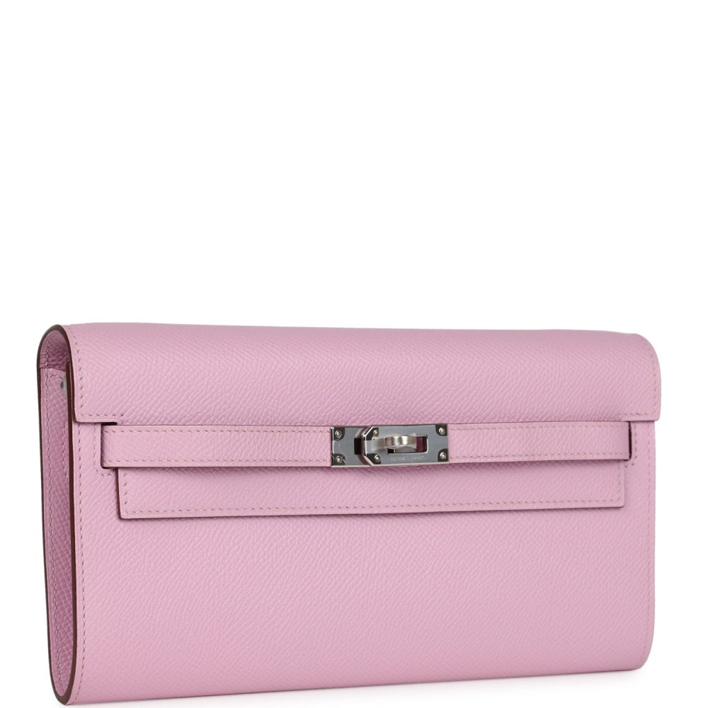 Hermes Kelly Wallet To Go Mauve Sylvestre Epsom Palladium Hardware - Image 2