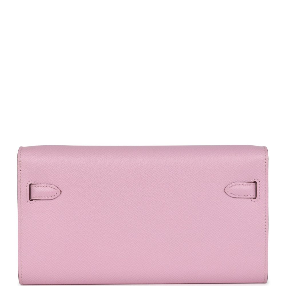 Hermes Kelly Wallet To Go Mauve Sylvestre Epsom Palladium Hardware - Image 4