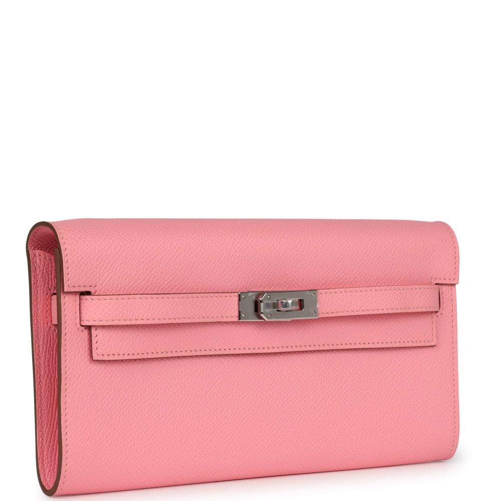 Hermes Kelly Wallet To Go Rose Confetti Epsom Palladium Hardware - Image 2
