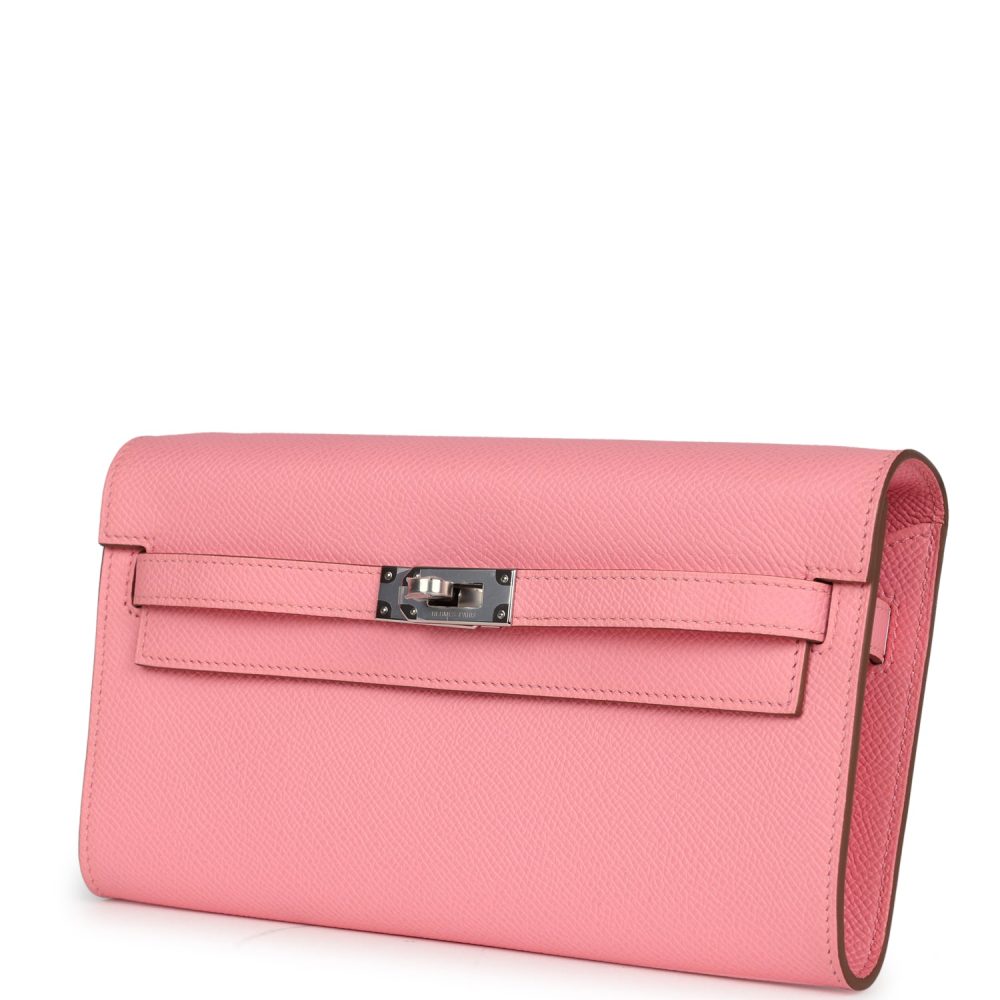 Hermes Kelly Wallet To Go Rose Confetti Epsom Palladium Hardware - Image 3