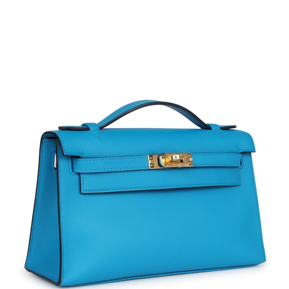 Hermes Kelly Pochette Bleu Frida Swift Gold Hardware - Image 2