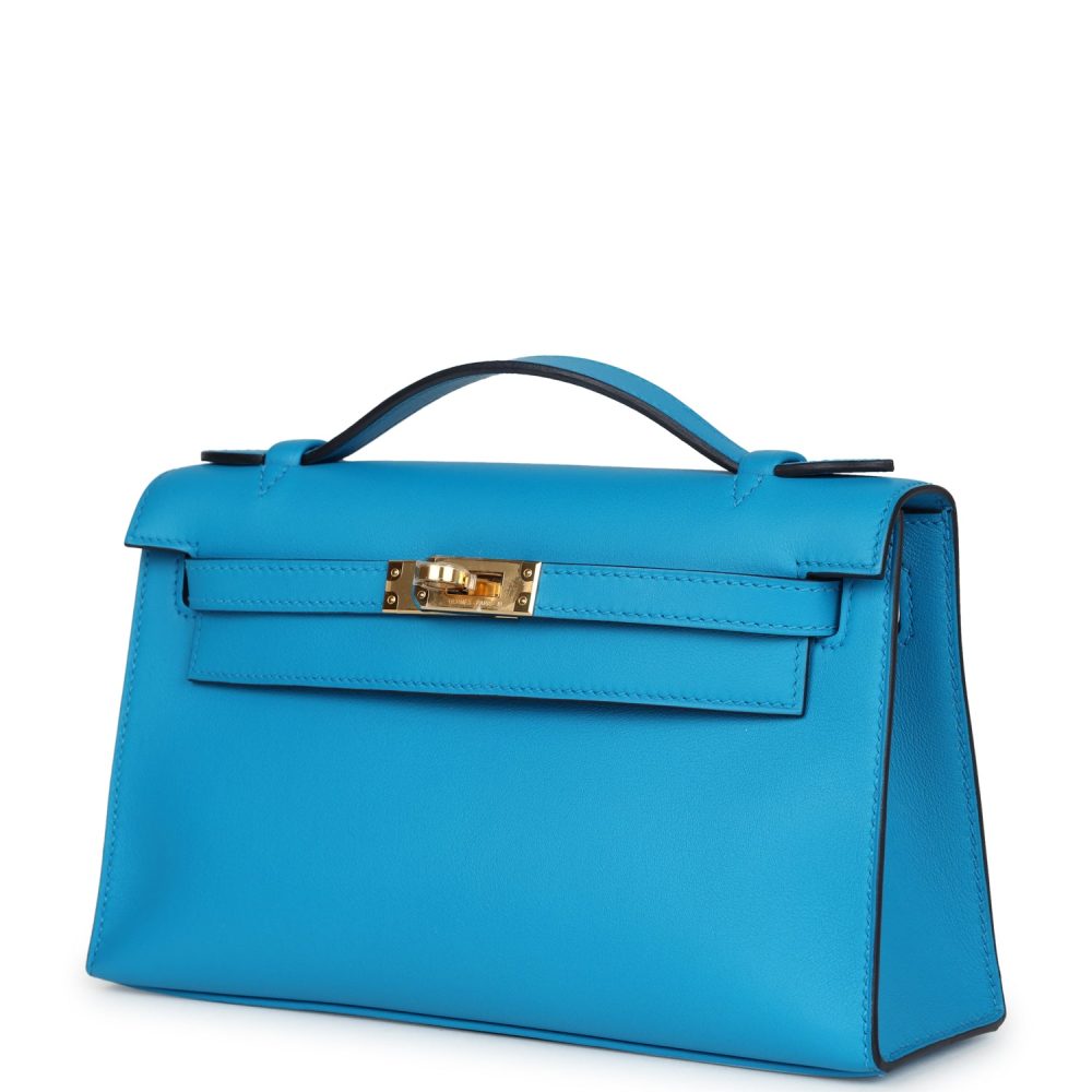 Hermes Kelly Pochette Bleu Frida Swift Gold Hardware - Image 5