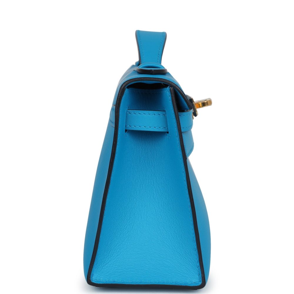 Hermes Kelly Pochette Bleu Frida Swift Gold Hardware - Image 3
