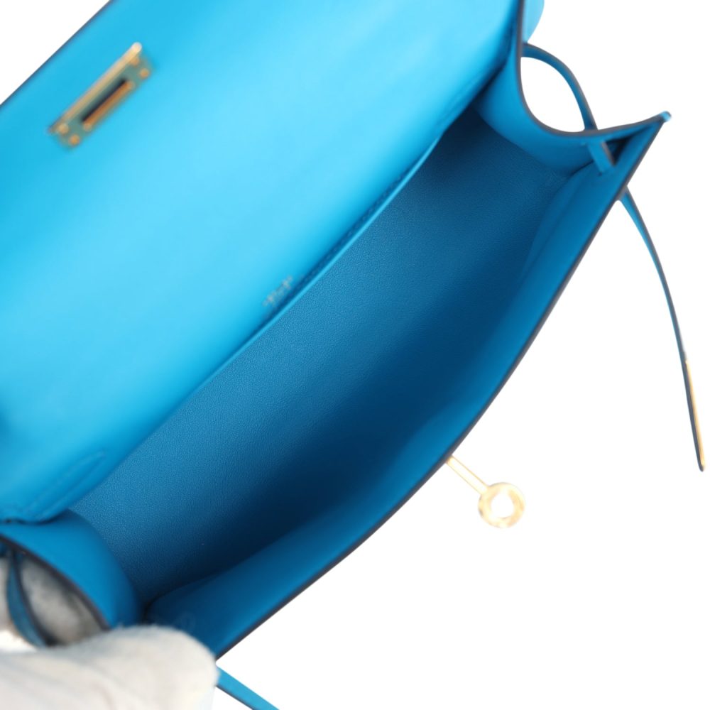 Hermes Kelly Pochette Bleu Frida Swift Gold Hardware - Image 8