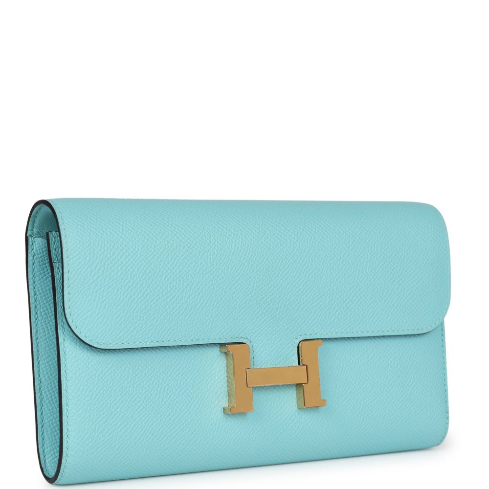 Hermes Constance Wallet To Go Bleu Atoll Epsom Gold Hardware - Image 2
