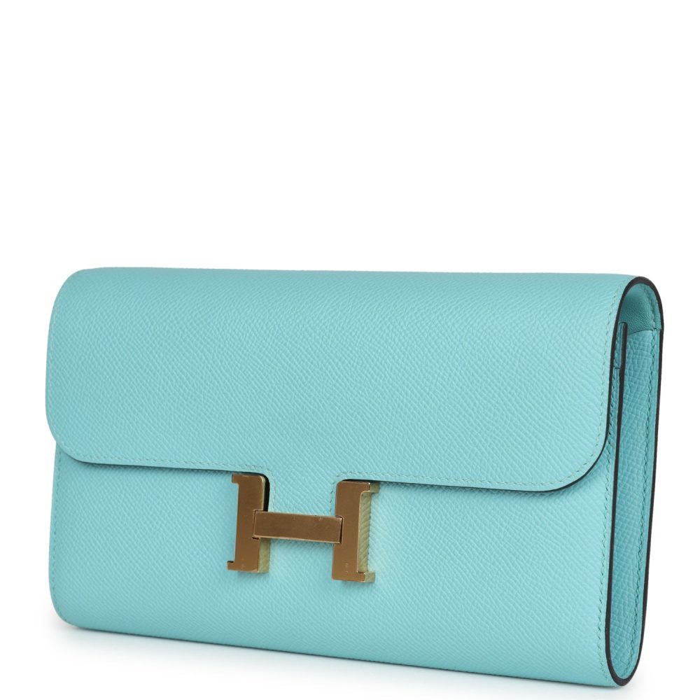 Hermes Constance Wallet To Go Bleu Atoll Epsom Gold Hardware - Image 5