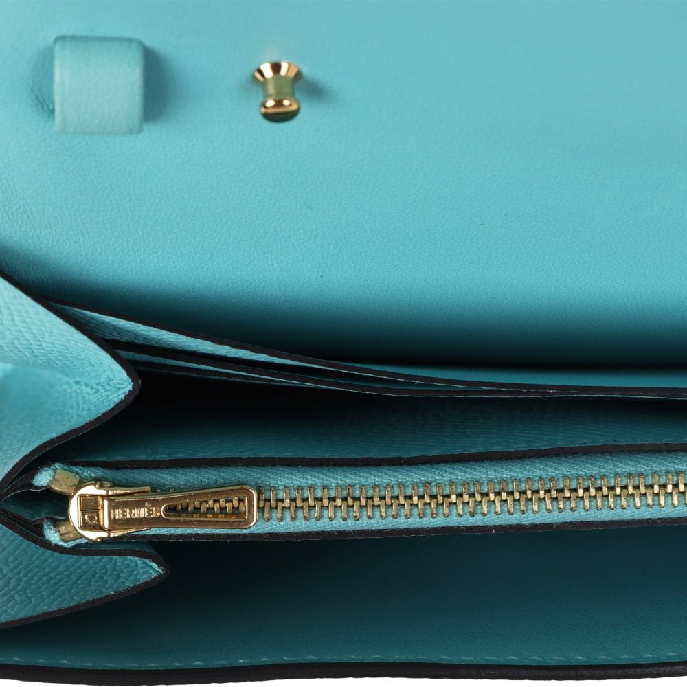 Hermes Constance Wallet To Go Bleu Atoll Epsom Gold Hardware - Image 8