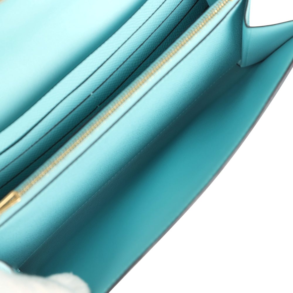 Hermes Constance Wallet To Go Bleu Atoll Epsom Gold Hardware - Image 9