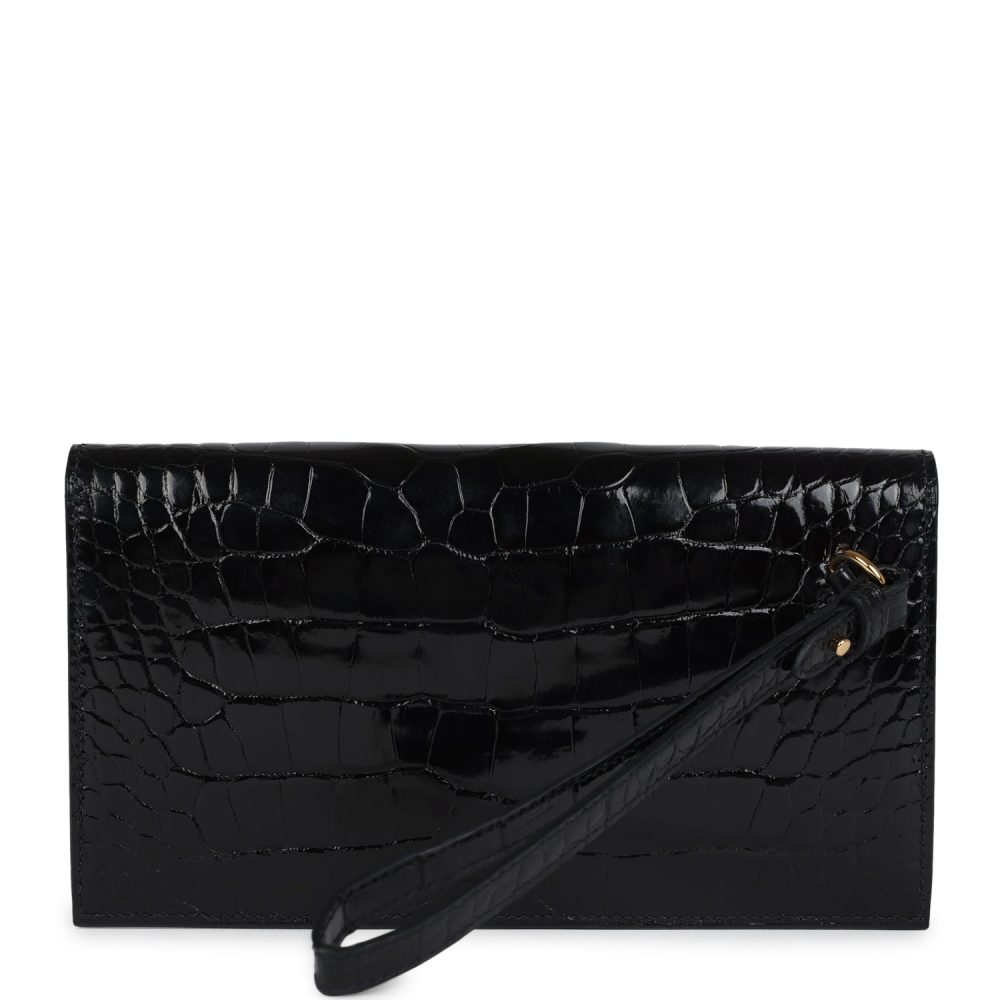 Pre-owned Hermes Kelly Pocket Long Wallet Black Shiny Alligator Gold Hardware - Image 4