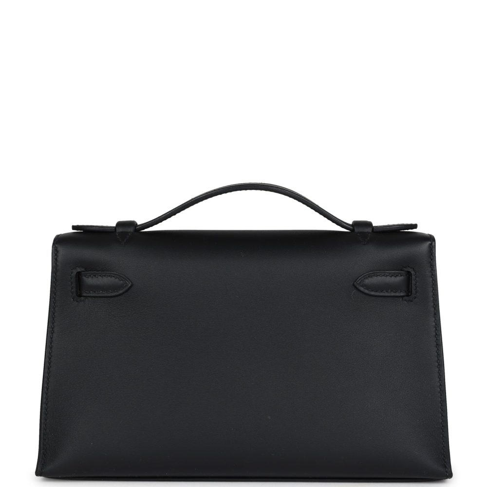 Hermes Kelly Pochette Black Swift Gold Hardware - Image 4