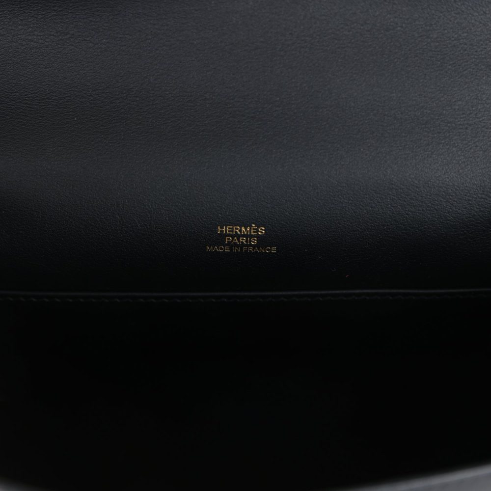 Hermes Kelly Pochette Black Swift Gold Hardware - Image 7