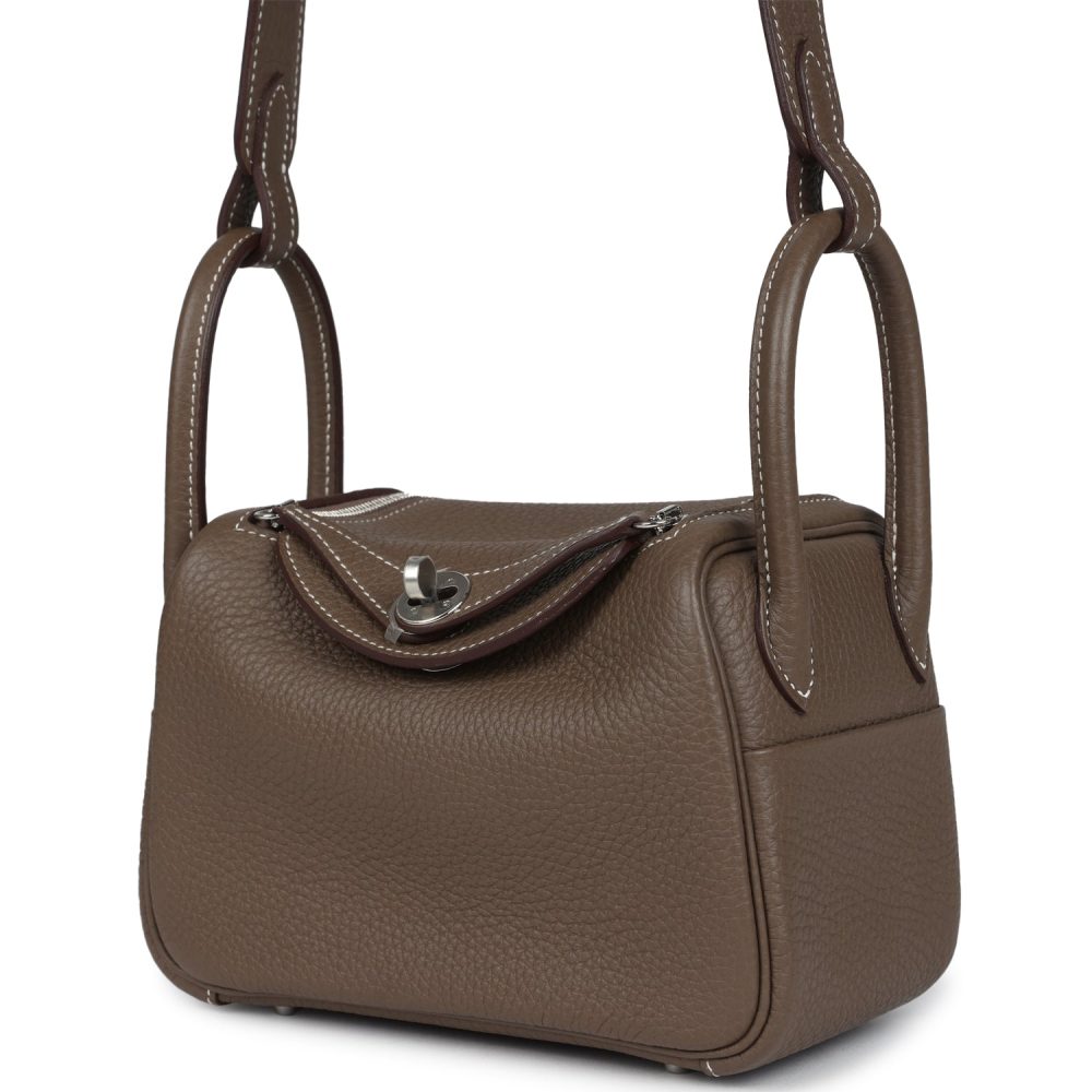 Hermes Mini Lindy Etoupe Clemence Palladium Hardware - Image 3