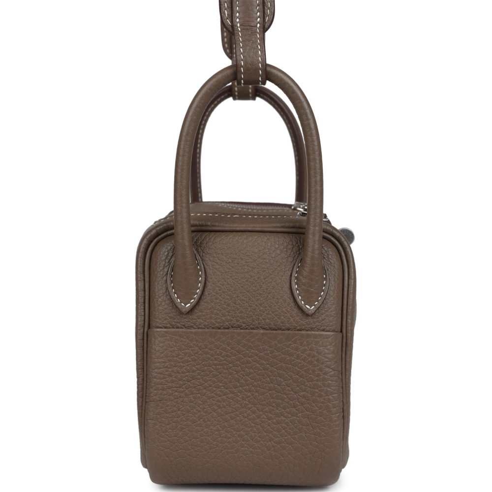 Hermes Mini Lindy Etoupe Clemence Palladium Hardware - Image 4