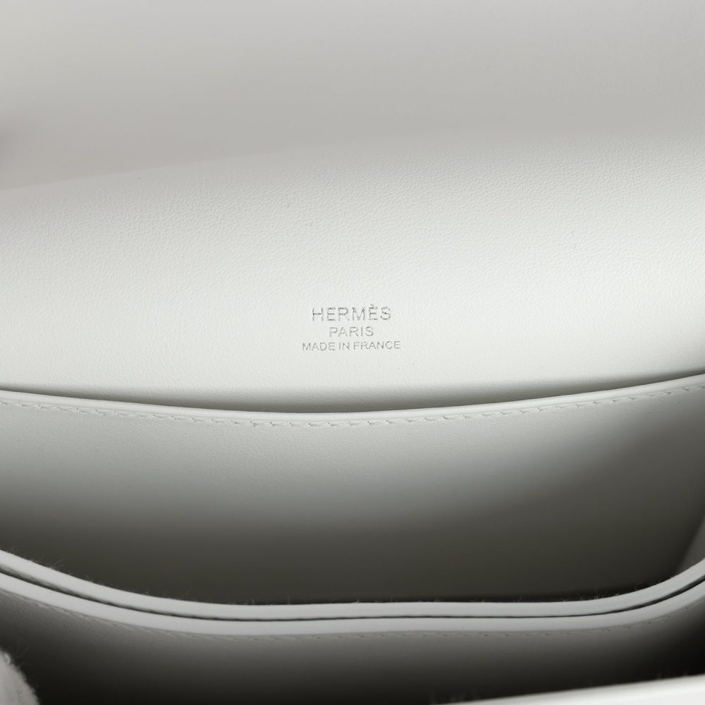Hermes Mini Roulis New White Evercolor Palladium Hardware - Image 9