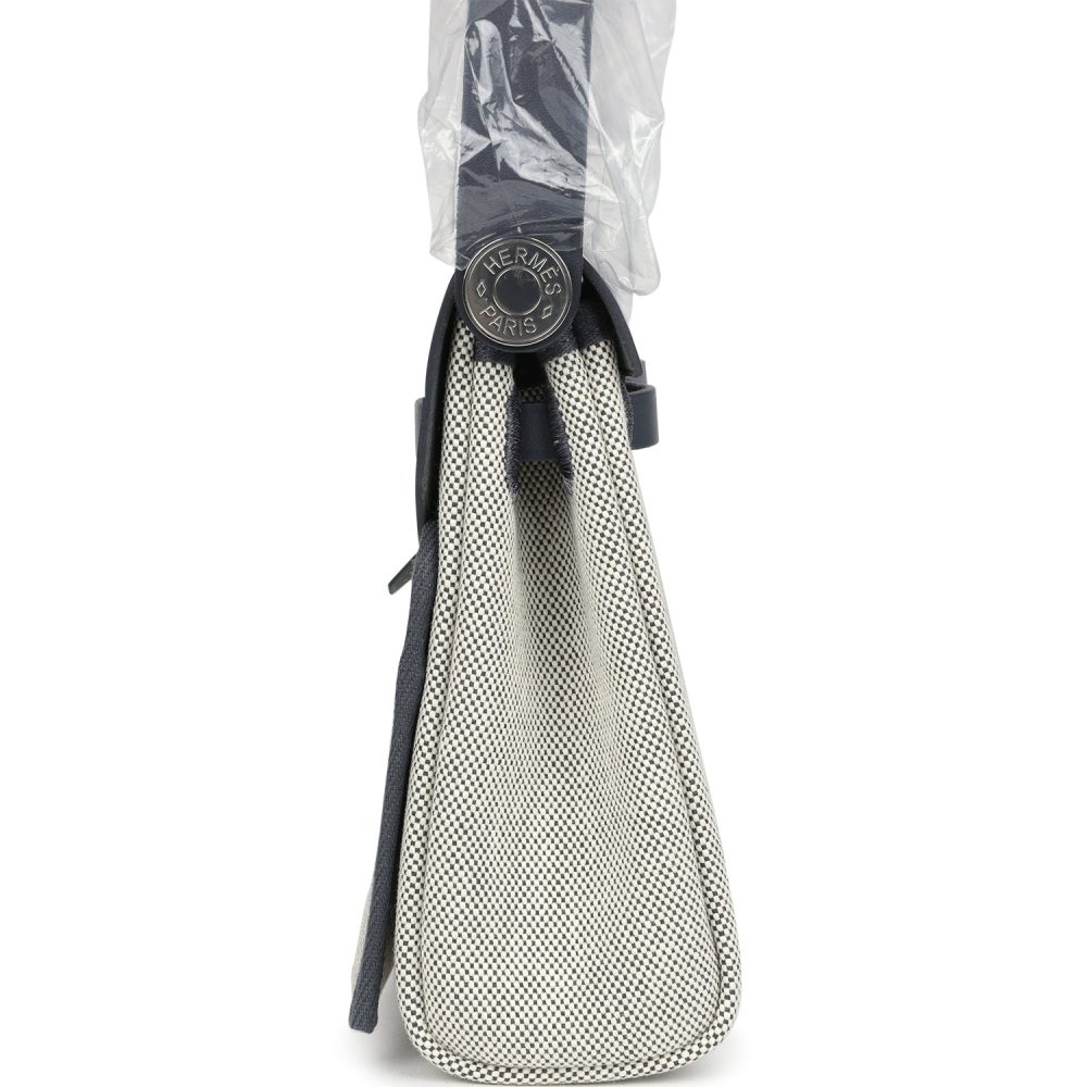 Hermes Herbag Zip 20 Mini Ecru and Ardoise Toile H Canvas and Ardoise Vache Hunter Palladium Hardware - Image 3