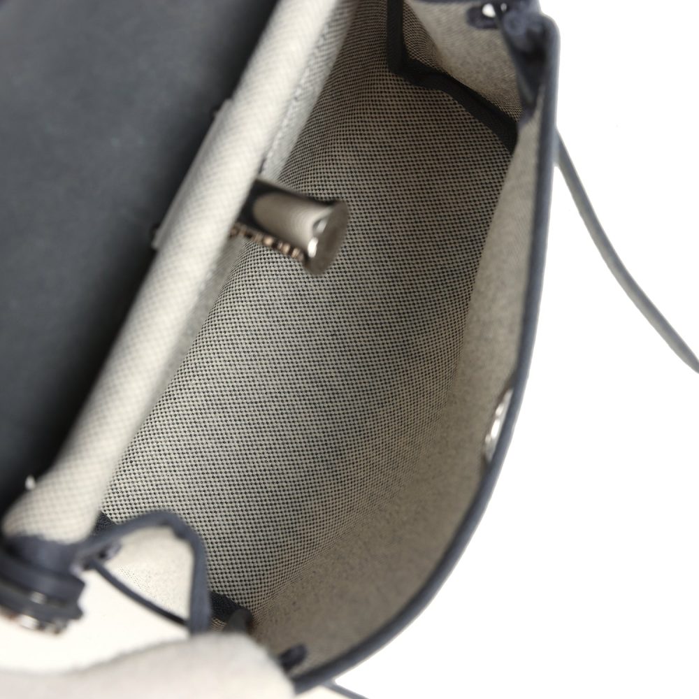 Hermes Herbag Zip 20 Mini Ecru and Ardoise Toile H Canvas and Ardoise Vache Hunter Palladium Hardware - Image 11