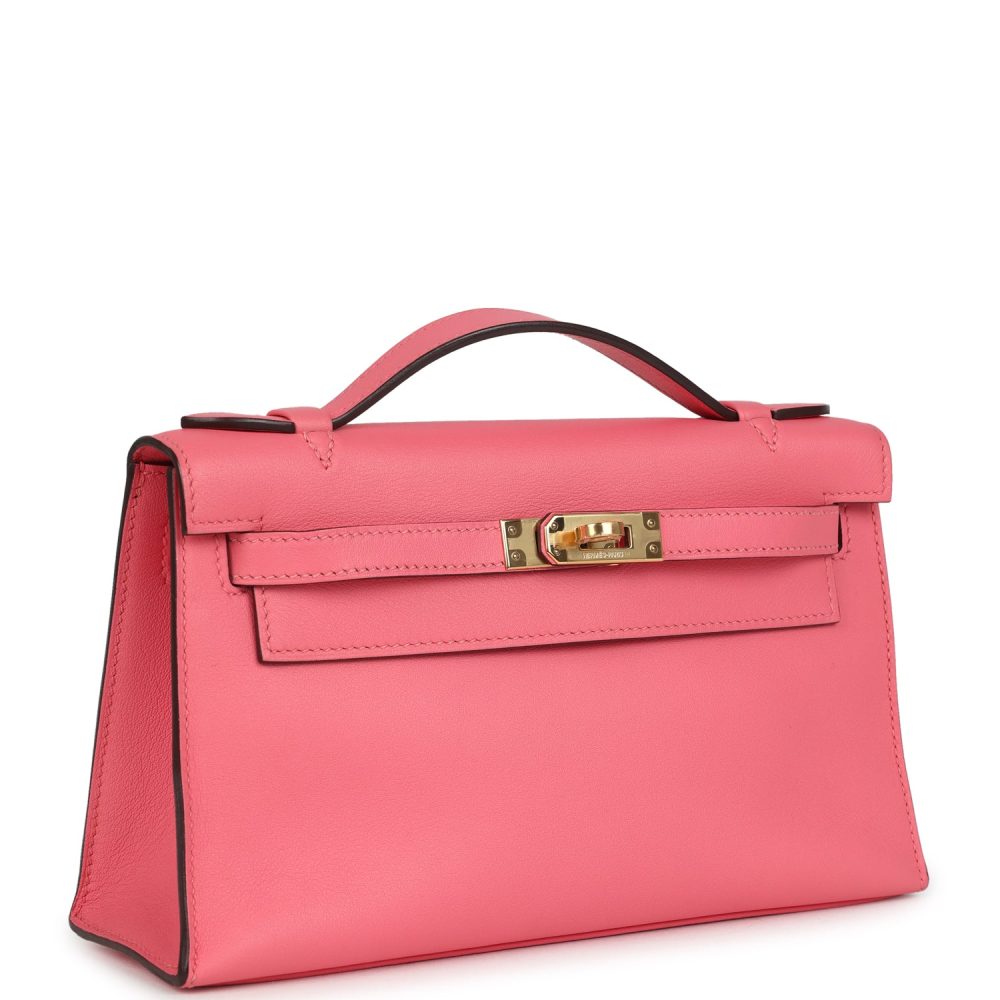 Hermes Kelly Pochette Rose Azalee Swift Gold Hardware - Image 2