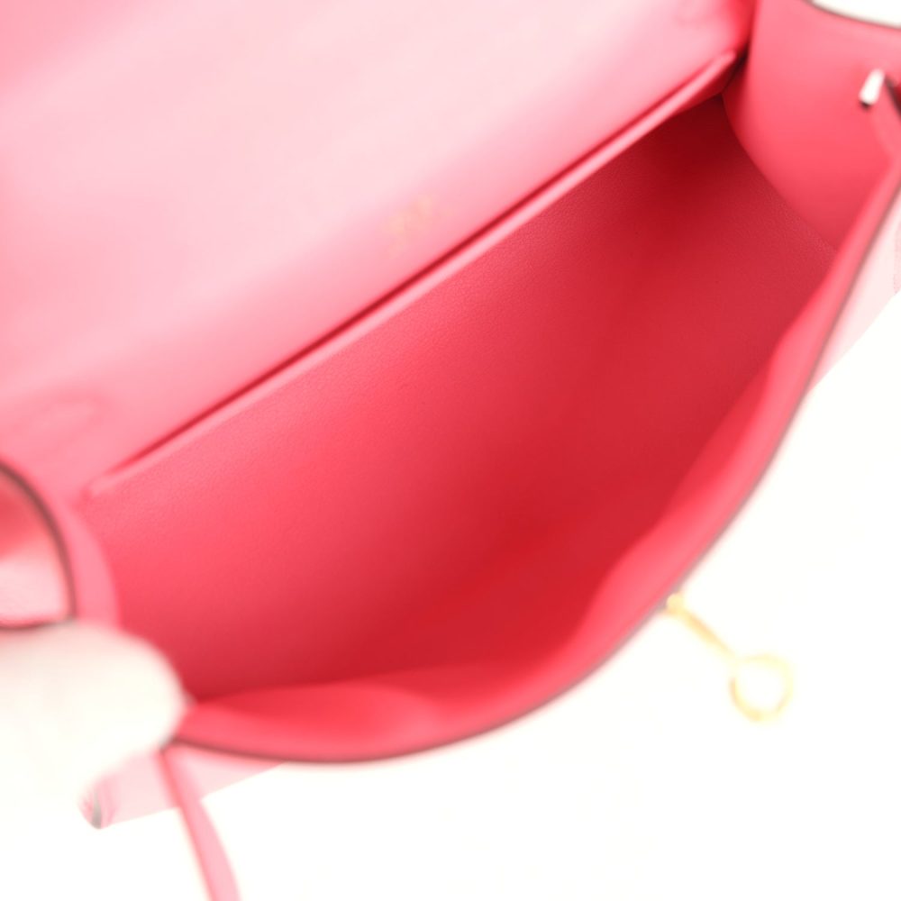 Hermes Kelly Pochette Rose Azalee Swift Gold Hardware - Image 8